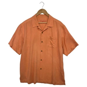 Camisa Tommy Bahama Para Hombre Grande Naranja Seda Manga Corta Abotonada Ajuste Original - Imagen 1 de 15