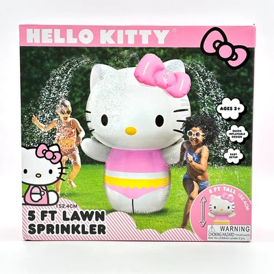 Hello Kitty 5 英尺充气草坪洒水机 – 全新带盒夏季水玩具 — 第 1/4 张图片