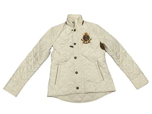 Ralph Lauren Chaqueta Acolchada Deportiva Abrigo Granero Cresta Pana Ecuestre Marfil XS - Imagen 1 de 7