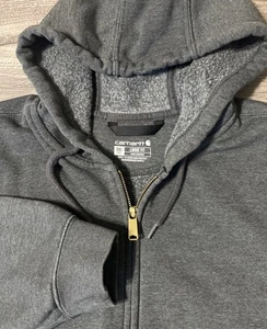 Carhartt K122 026 Full Zip Fleece Lined Gray Hooded Sweatshirt, Size 2XLT Tall - Picture 1 of 11