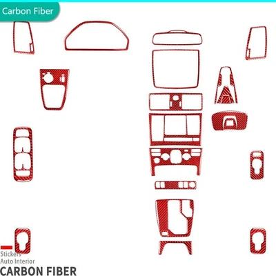 24Pcs Red Carbon Fiber Set Full Interior Trim Dash Kits For Volvo XC90 2003-2014 - Image 1 of 4