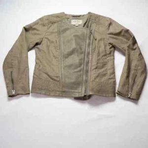Giacca Moto Lucky Brand Donna S Pelle di Agnello Beige Tan - Foto 1 di 12