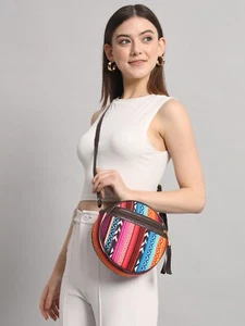 Women Sling Handmade Crossbody Bag Boho Vegan Leather Shoulder Bag Office Bags - Picture 1 of 10