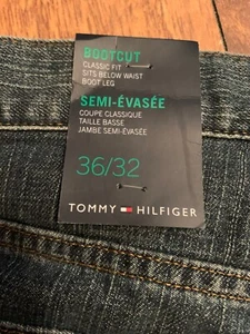 Tommy Hilfiger Boot Semi-Evasee Herren Jeans 36 x 32 dunkle Waschung Denim NEU $ 49,50 - Bild 1 von 9