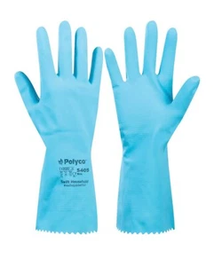 x12 Pairs POLYCO SWIFT Household Gloves Blue Flock Lined Medium S405 - Picture 1 of 2