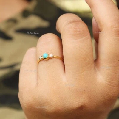 Anillo de boda trío plata 925 marquesa Arizona turquesa circonita cúbica, pequeño anillo de piedras preciosas Foto 1 de 4