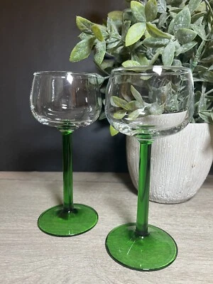 2 Luminarc Green Stem Holiday Cordial Dessert Liqueur Shot Glass Barware - Image 1 of 4