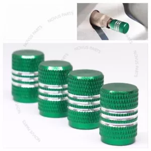 For Kia Sportage Rio Optima Green Valve Stem Cover w/ Chrome lines Set of 4 Rim - Picture 1 of 4