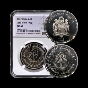 MALTA. 2022, 2.5 Euro - NGC MS70 - Top Pop 🥇 Lord of the Rings, Tree Gondor - Picture 1 of 5