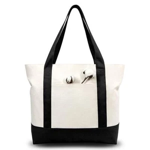 TOPDesign 6-Pack Canvas Tote Bags with an External Pocket Reusable Grocery Sh... - Picture 1 of 7