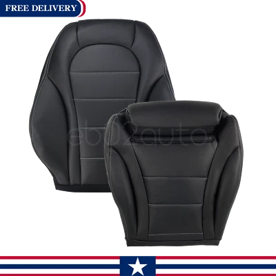 For 2015-2021 Mercedes Benz C-Class Driver Bottom Top Leather Seat Cover Black - Image 1 of 4