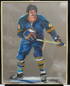 1976 NHL JERRY KORAB SCIABOLE DI BUFALO HOCKEY DIPINTO ORIGINALE WARREN PRATT - Foto 1 di 6