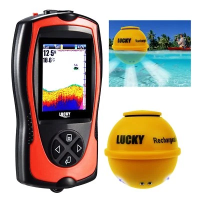 Lucky Wireless Fish Finder Locator 45M Depth Color LCD Boats Ice Night Fishing - Image 1 of 4