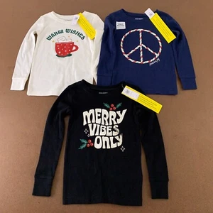 Lot of 3 Old Navy Toddler 5T Holiday Graphic Long Sleeve Pajama Top NWT *Flaw - Picture 1 of 22