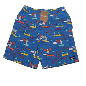 Patagonia Kids Youth Baggies Nylon Pull On Swim Shorts 7" Lined Happy Jam Blue - Picture 1 of 3