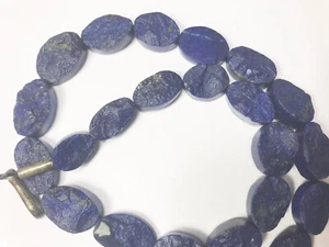 Royal Blue oval lapis Lazuli Natural hammer cut Beads Strands Afghanistan L543 - Picture 1 of 7