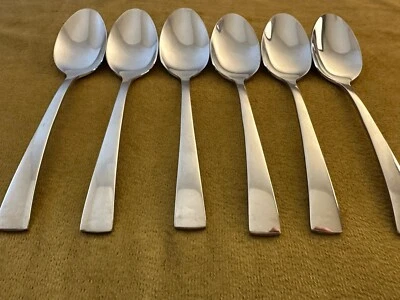 (6) Stainless Zwilling J A Henckels BELLASERA Oval Soup Spoons 7 1/4" Flatware - Image 1 of 4