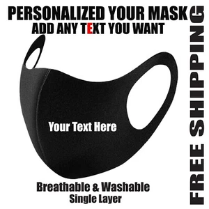 Custom Mask Personalized Mask With Your Own Text Add Your Text On Black Mask - Picture 1 of 6