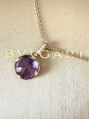 COLLAR PARENTESÍ ORO ROSA 18K BVLGARI DIAMANTE AMATISTA 17,2 g Foto 1 de 4