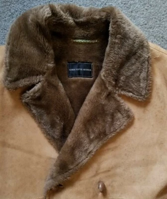 Casaco de couro vintage Saks Fifth Avenue camurça 46 longo mel marrom forrado vintage - Imagem 1 de 4