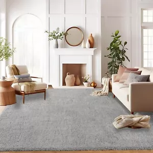Solid Shag Rug Furry Cozy Fluffy Area Rugs Soft Carpet for Bedroom Living Room - Picture 1 of 48