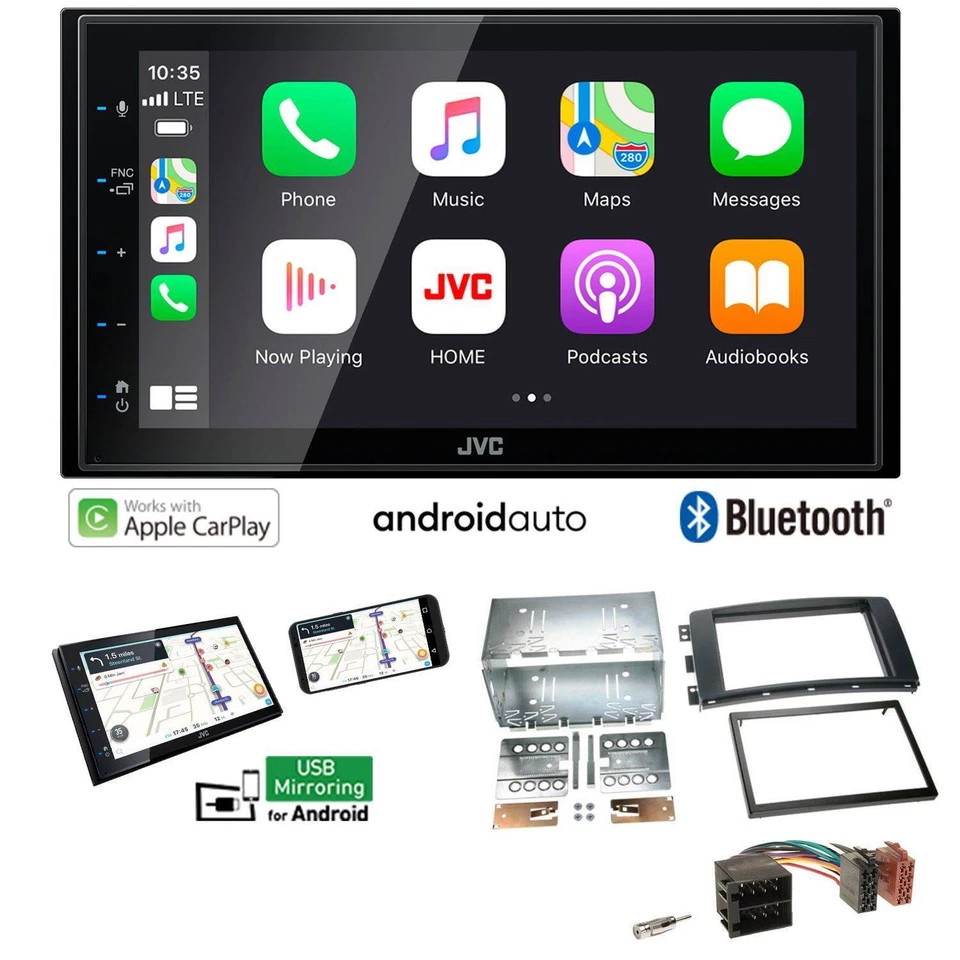 JVC Autoradio Apple CarPlay Android Auto für Smart Forfour 2004-2006 schwarz