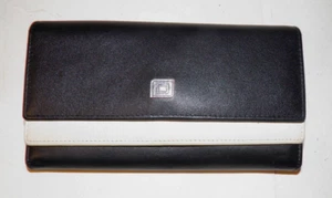 Black and White Genuine Leather RFID Women's Wallet Checkbook Organizer - Bild 1 von 7