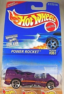 1996 Hot Wheels Blue/White Card #351 POWER ROCKET Purple w/Chrome 5Dot Sp-Varia
