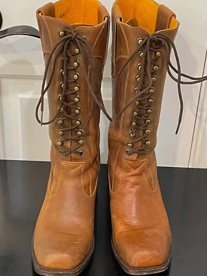 Botas Mujer Cuero Vaca Tostado Excelente Estado 9B/10 Ver Desc Vintage Foto 1 de 4