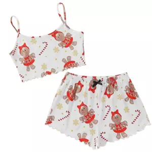 White Gingerbread Womens PJ Size 8/10 Loungewear Pajamas Cami Top/Shorts 2pc Set - Picture 1 of 8