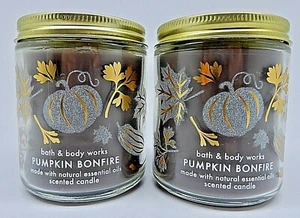 2 BATH & BODY WORKS PUMPKIN BONFIRE1 WICK SCENTED CANDLE 7 oz NEW - Picture 1 of 10