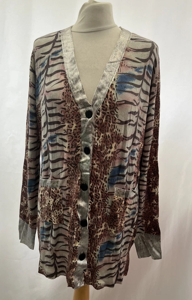 Cardigã Storybook Knits mistura de viscose gola V tamanho P marrom - Imagem 1 de 4