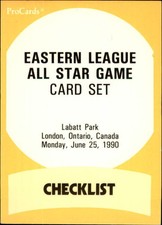 1990 Eastern League All-Stars ProCards #EL1 Checklist