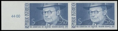 1997, AUSTRIA THEODOR KRAMER POET, 6S MARGEN IZQUIERDO HORIZON IMPERF PAR, NH, SC#1715 Foto 1 de 2