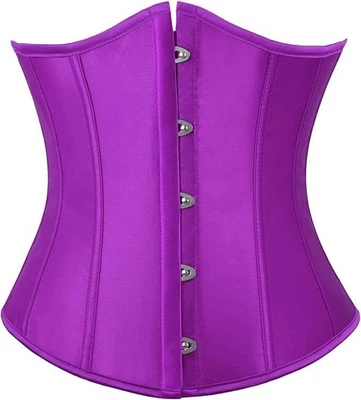 Stunning Size Medium Purple Underbust Satin Waist Cincher Lace Up Boned Corset - Image 1 of 4