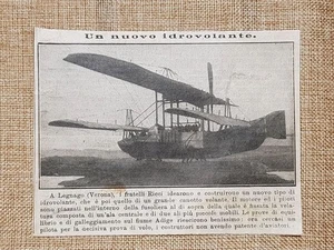 Legnago 1915 Neues Wasserflugzeug Fratelli Ricci Großes fliegendes Ruderboot Verona - Bild 1 von 1