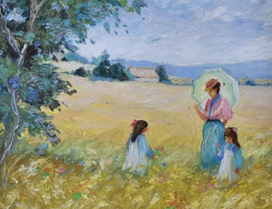 Jeanette Leuers Original Oil Painting Summertime Landscape French Impressionist - Picture 1 of 4