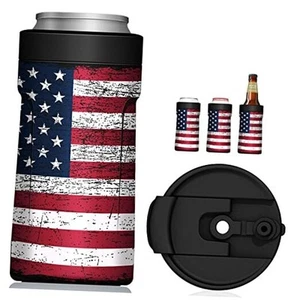 4 In 1 Insulated Universal Can Cooler with Lid - Newest 12 Oz Stainless Steel - Picture 1 of 7