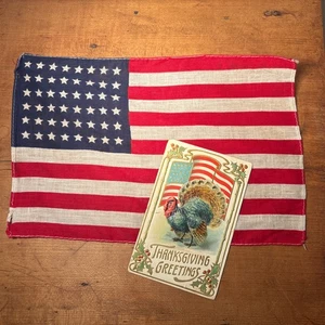 Vintage 48 Star American Flag Primitive Cotton 11-3/4” L x 6-3/4” W Thanksgiving - Picture 1 of 8