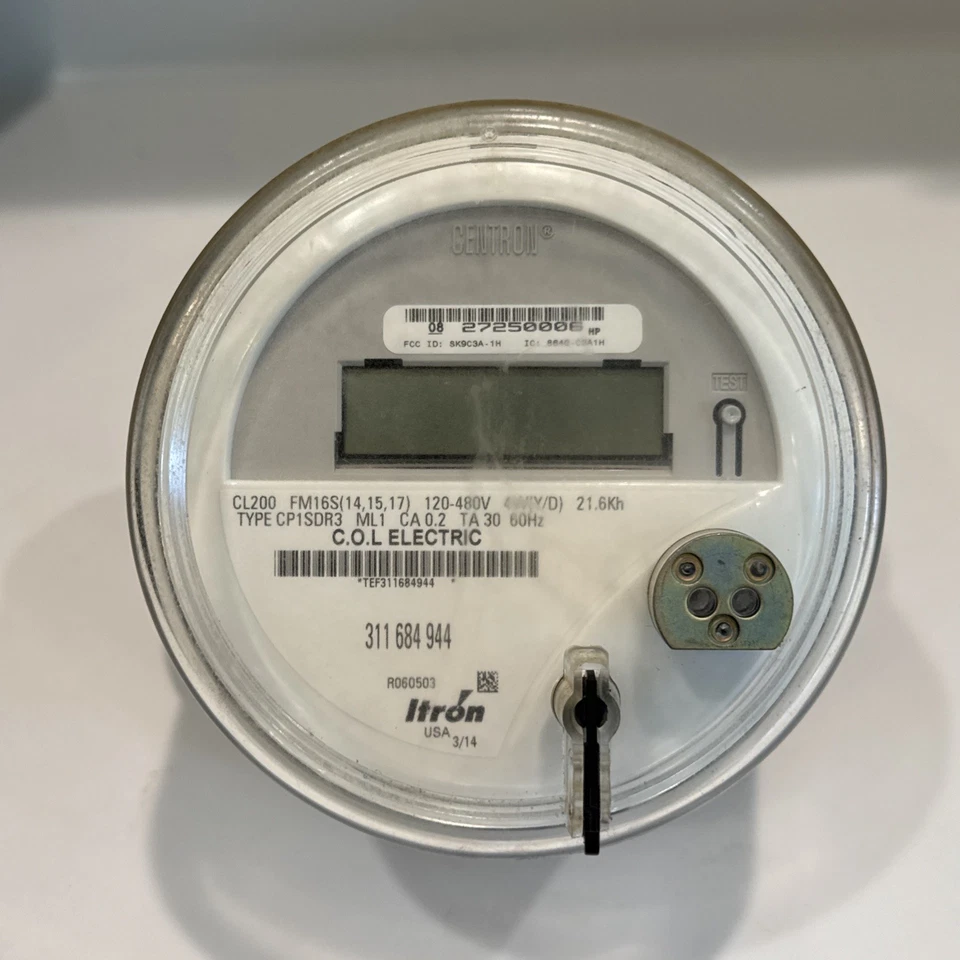 ITRON WATTHOUR METER KWH, CP1SDR3, FM16S, 4W, 7 LUG, Y/D, 320A 120-480V SMART - Image 1 of 4