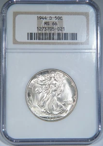 1944-D Liberty Walking Half Dollar NGC graded MS 66 - Picture 1 of 4