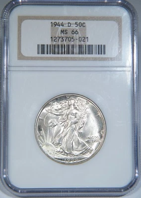 1944-D Liberty Walking Half Dollar NGC graded MS 66 - Image 1 of 4