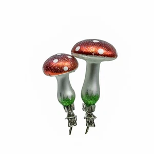 Juego de 2 piezas Clip Setas Vidrio Pintado Árbol de Navidad Adornos Fiesta Navidad Decoración - Imagen 1 de 5