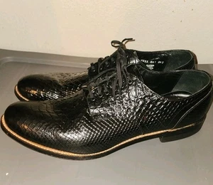 Stacy Adams Madison Black Leather Oxfords ANIMAL PRINT Dress Shoes Size 12D - Picture 1 of 8
