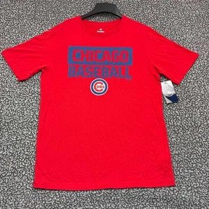 Chicago Cubs Shirt Men Large Red Fanatics Short Sleeve Crew Neck New L - Picture 1 of 7