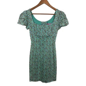 Vintage Betsey Johnson Green Multicolor Floral Corset Stretch Dress - Picture 1 of 11