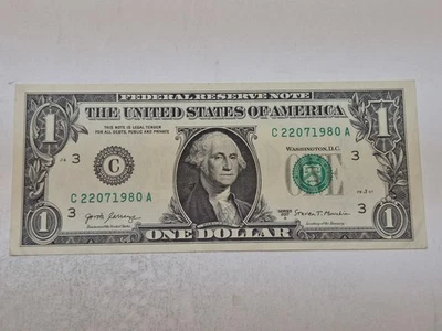 JUL 22 1980 BIRTHDAY NOTE C 22 07 1980 A, 1$ One Dollar Bill FANCY SERIAL NUMBER - Image 1 of 4