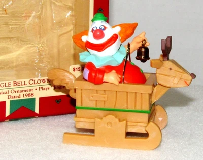 1988 nuevo en caja adorno de sello de Navidad JINGLE BELL PAYASO QX4774 nuevo musical Foto 1 de 4
