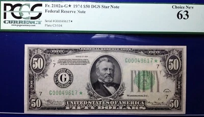 1934 $50 Federal Reserve Note Fr-2102-G* Chicago PCGS63 Choice New - Image 1 of 2