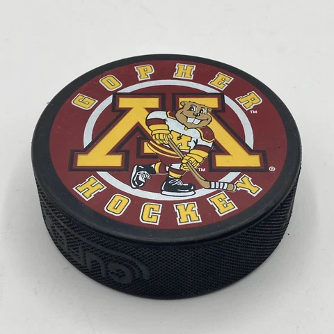 Vintage Minnesota Golden Gophers Hockey Puck (Early 2000s era) w/Skating Mascot Cover